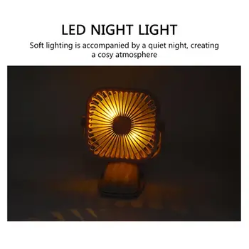 

USB USB Charging Fan 360 Degree Rotation Handheld Clip Clamp Cooling Fan Cooler with LED Light 2 Speed Adjustable for Students