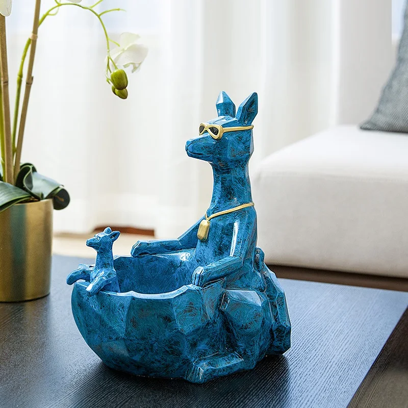 Kangaroo Statue Storage Box Animal Bandicoot Art Sculpture Resin Entrance Coffee Table Entryway Storage Decorations R2468