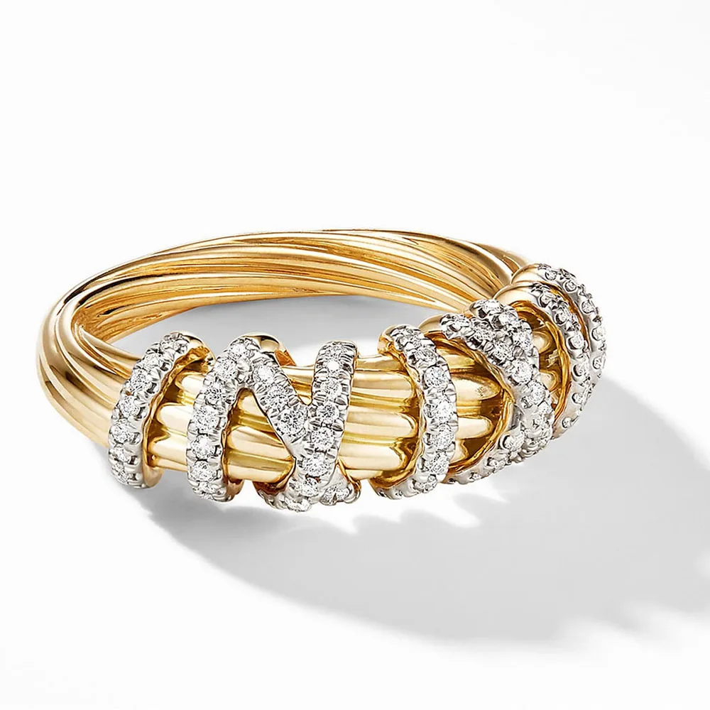 Gold Color Rings Women Luxury Hollow Out Cross Cubic Zirconia Party Gift Wedding Bands