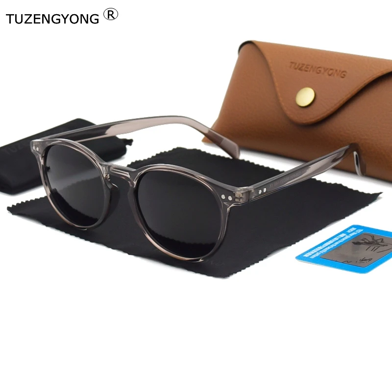 

TUZENGYONG Brand Vintage Designer Polarized Sunglasses For Men uv400 Unisex TR90 Round Driving Sun Glasses Gafas De Sol