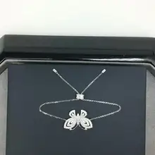 Настоящее серебро 925 проба Cz Циркон браслет с бабочкой Подвески свадебный браслет Девушка аксессуар для торжества August Monaco ювелирные изделия