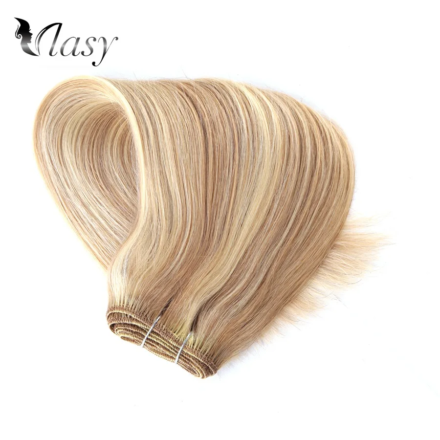 Vlasy 12 Inch Double Drawn Natural Straight Bundles Weave Highlight Piano Color Remy Hair Extensions 110g/pc