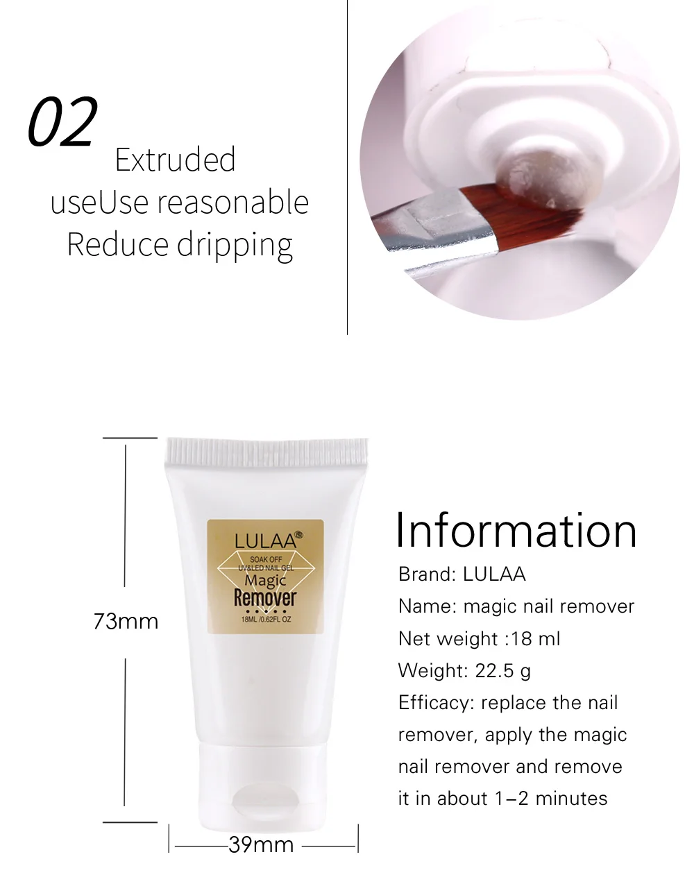 Lulaa ногтей лак для ногтей для удаления био-Гели Soak Off очиститель для ногтей безворсовые салфетки принадлежности для ногтей с кистью 18/28 мл