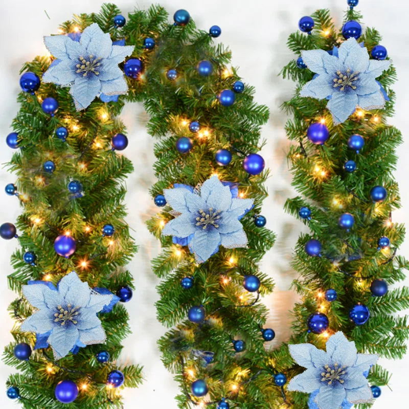 5 шт. Рождественская елка декорации Искусственные цветы 13 см блестящие новогодние гирлянды DIY Новогодние рождественские украшения для дома