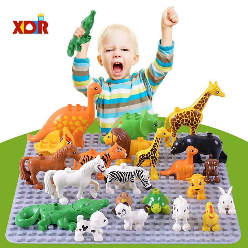 28PCS Animal Bricks Building Blocks Animal Model Accessories Zoo