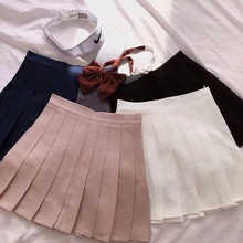 Японская Милая плиссированная юбка с высокой талией, тонкая однотонная Свободная юбка трапециевидной формы, осенняя зимняя короткая женская юбка в студенческом стиле