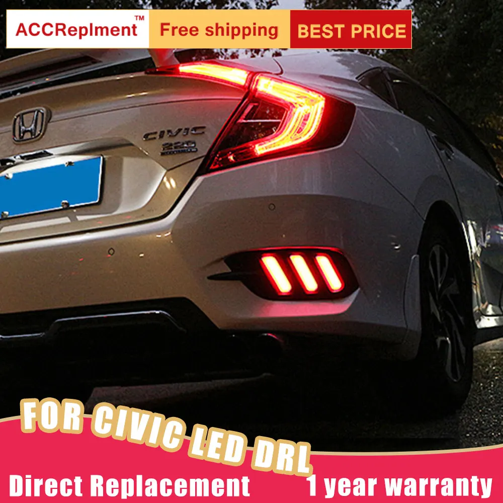 Светодиодный задний бампер светильник для Honda Civic- высокая яркость светодиодный руководство DRL светодиодный туман светильник с сигнальные лампы светильник, 1 пара