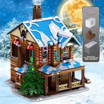 

New Technical Christmas House Model Building Blocks Light Music Box Street View Architecture Bricks Toys For Kids Birthday Gifts