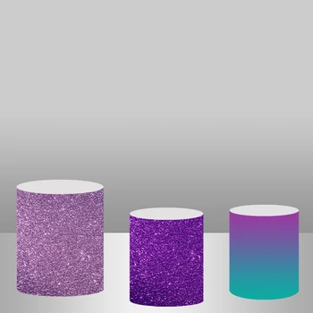 

Custom Bokeh purple Round Backdrop Princess Party Backdrop Plinth Cylinder Cover