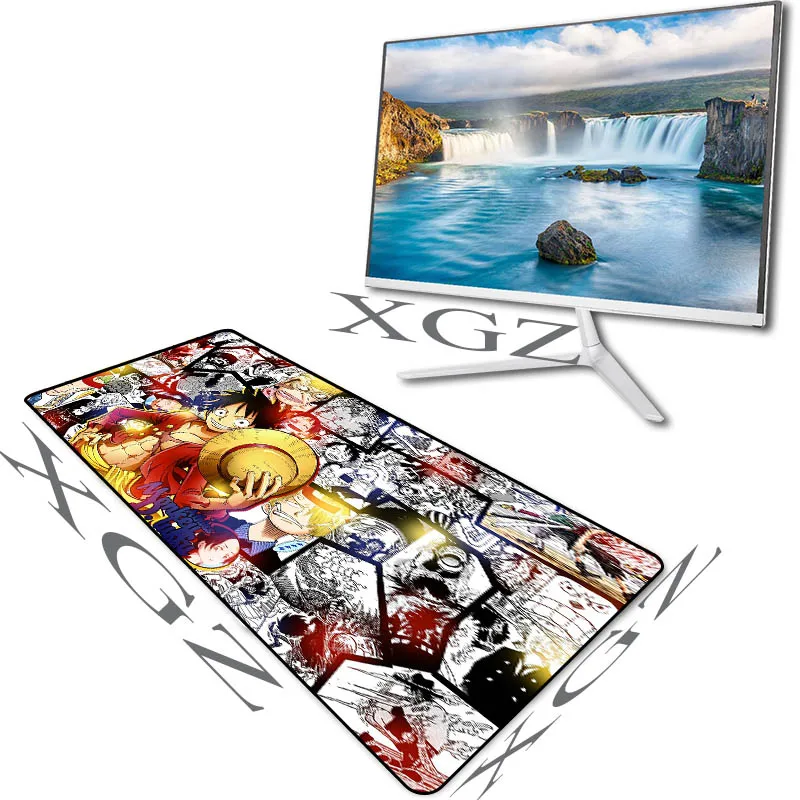 

XGZ Anime One Piece Luffy Large Game Mouse Pad Black Lock-edge Custom Computer Desk Mat Rubber Stripe Slip Dota Csgo Gamer Xxl