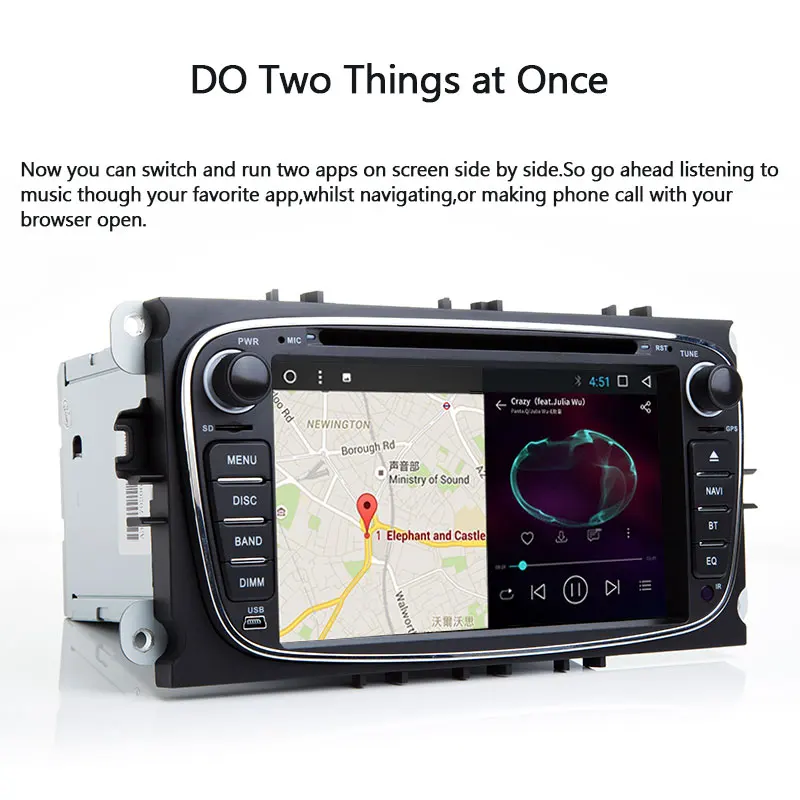 Sale 2 din Android 8.1 Car Multimedia Player For Ford Focus 2 mk2 Transit Connect S-MAX C-MAX Kuga Mondeo 4 Car Radio GPS Navigation 3