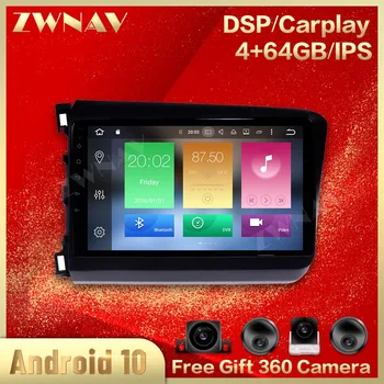 

360 Cameras IPS Carplay Screen For Honda Civic 2011 2012 2013 2014 2015 Android Multimedia Player GPS Audio Radio Recorder Head