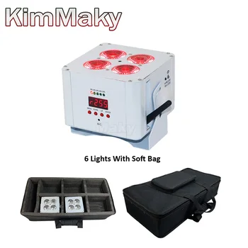 

6 lights + soft bags free shipping led RGBWA + UV 6in1 LED par light 4x18W mini battery wireless DMX Stage lights