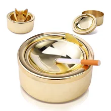 

Cigarette Lidded Ashtray Stainless Steel Silver Windproof Ashtray with Lid Round Shape Smoking Ash Tray TLSM