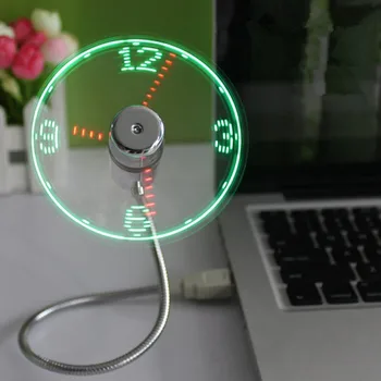 

USB Mini Fan Gadget Flexible LED Light USB Time Clock Desktop Clock Cool Gadget Time Display for Notebook Laptop Flexible