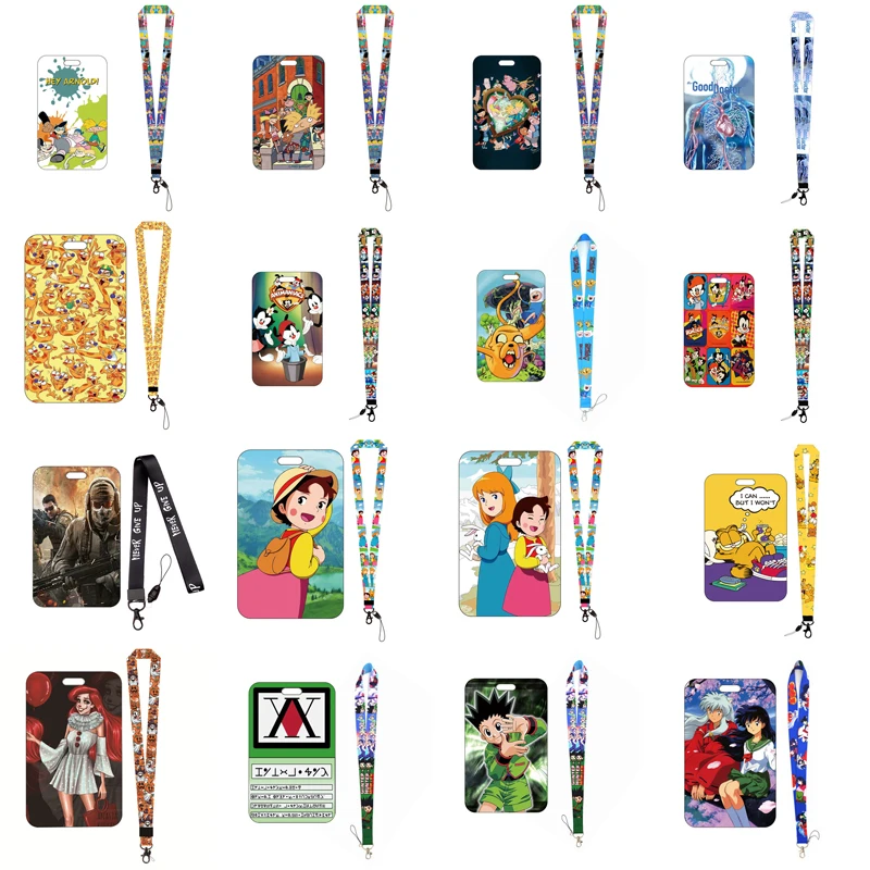 Cartoon Cute Credit Bank Card Holder Students Girl Boy Bus Case Lanyard Visit Door Identity Badge Cover with Rope | Багаж и сумки