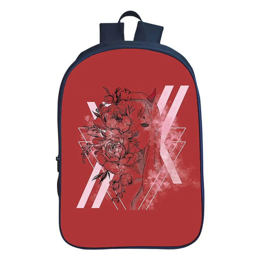 New Zero Two Anime Backpack Boy School Bag Teenager Backpacks Darling In The Franxx College Style Travel Double-layer Backpack