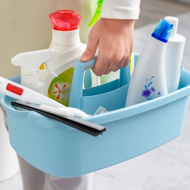 Large Cleaning Caddy, Cleaning Supplies Organiser, Cleaners Caddy Tote  Basket