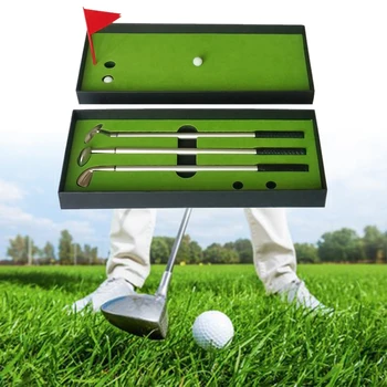

Office Gift Clubs Desktop Souvenirs Mini Course Writing Tools Golf Pen Set Pole Shape Ballpoint Stationery Home Decor With Flag