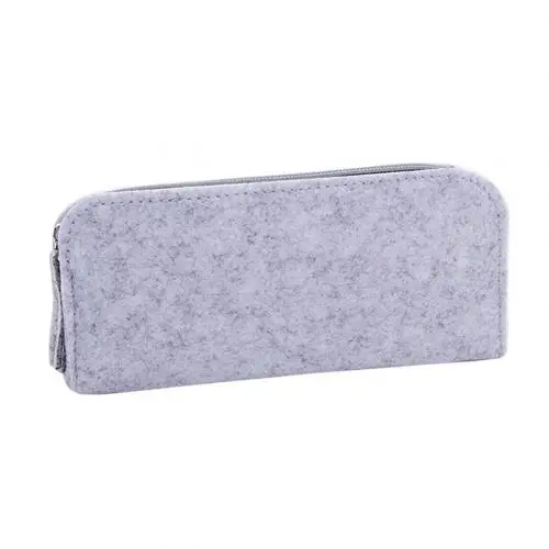 Grey Flat Круглый/плоский Большой Вместительный фетровый чехол на молнии для карандашей, студенческий канцелярский чехол для хранения, Kawaii, сумка для ручек, чехол для карандашей для девочек - Цвет: Grey Flat