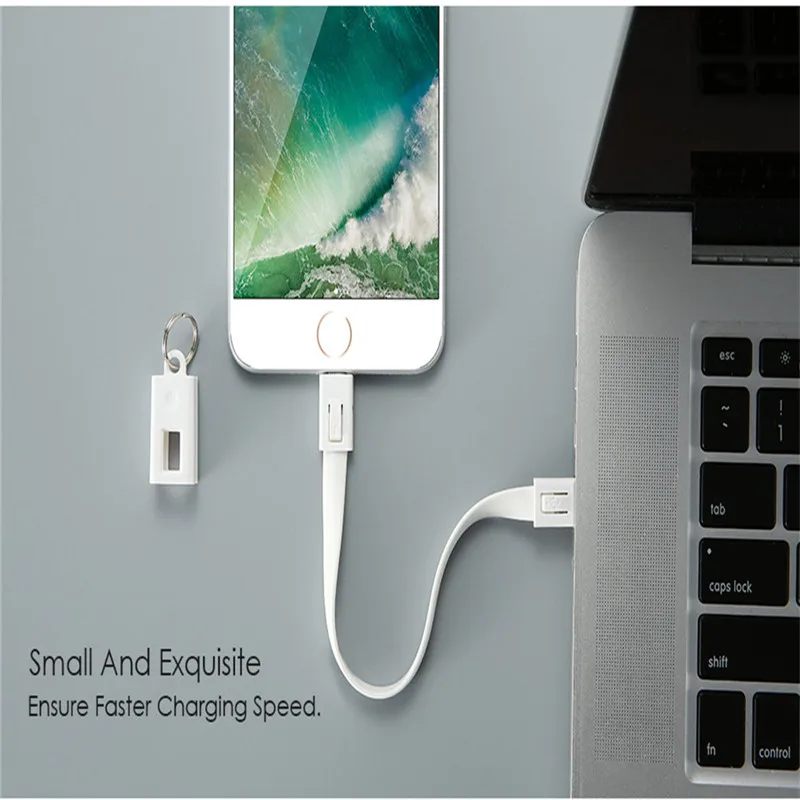 Short Mini Keychain USB Cable Fast Charging Wire Micro USB C Type C For iPhone iPod Android Charger Data Sync Charge Cables Cord iphone charger adapter