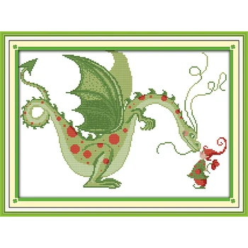 

Everlasting Love Dinosaurs And Elve Ecological Cotton Chinese Cross Stitch Kits 14CT 11CT Stamped Printed DIY Wedding Decoration