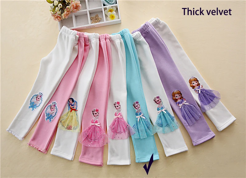 thick blue-blue elsa Зимние леггинсы для девочек и осень, с рисунком из мультфильма, Осенние леггинсы для девочек теплые хлопковые модная сужающаяся к талии для защиты от обледенения Эльза брюки с изображением Анны B427 - Цвет: thick blue-blue elsa