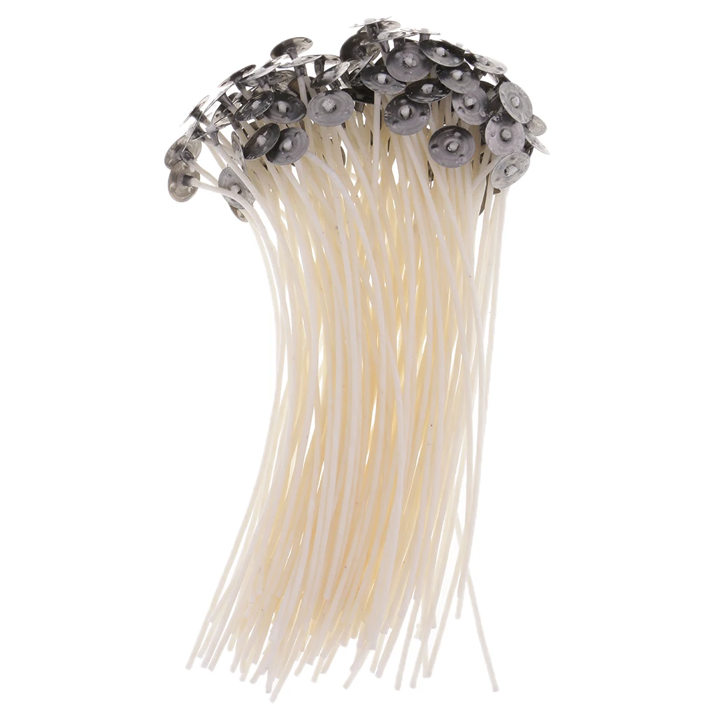100 Pieces Natural Candle Wick, Low Smoke Pre-Waxed, Pre-Tabbed, 100% Natural Cotton Core, For Candle Making, DIY Candle