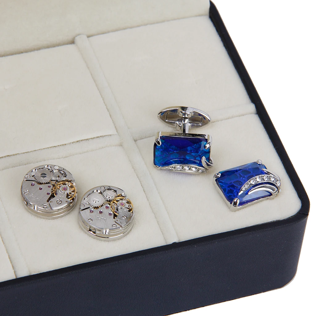 Luxury Cufflink Organizer Tie Clip and Cuff Links Storage Gift Box Jewelry Display Case
