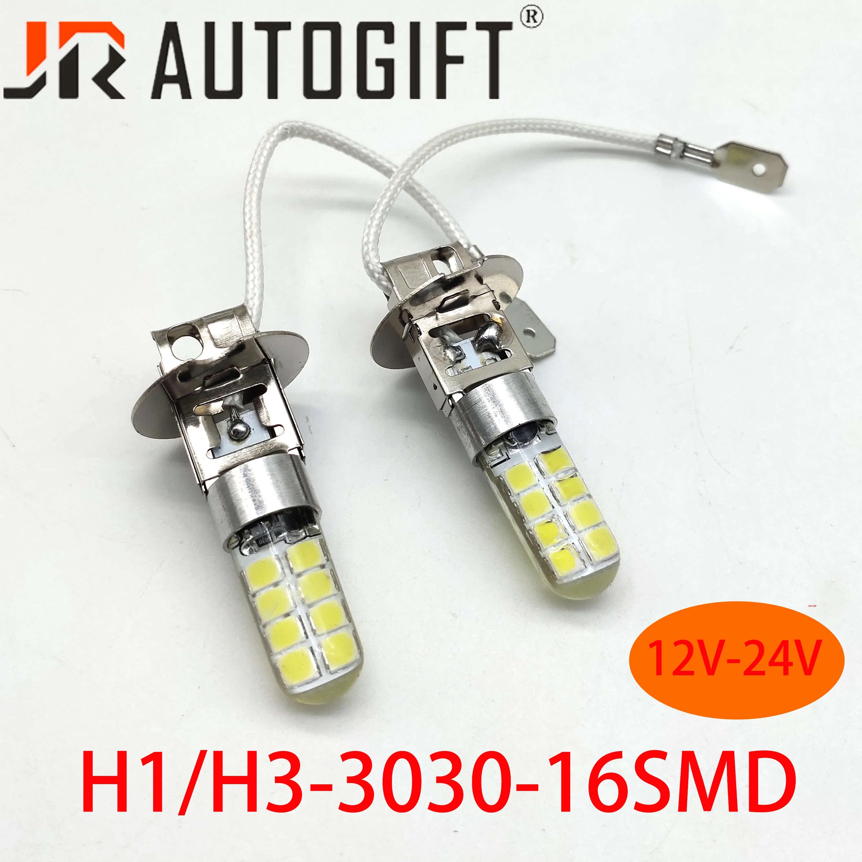100 шт. Автомобильные светодиодные лампы H1 H3 3030 16smd 12 24 В|Передние LED-фары для авто| |