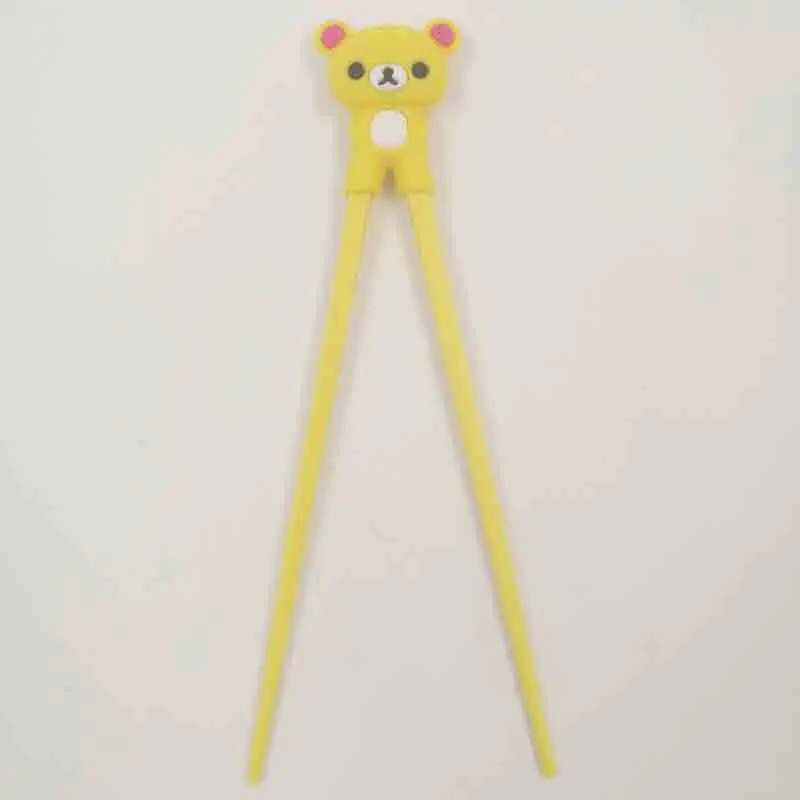 Горячая Распродажа, 1 пара, разноцветная Милая палочка с медведем, пандой, кошкой, миньонами, обучающая палочка для еды, Детская китайская палочка для еды, подарки для учащихся - Цвет: Yellow
