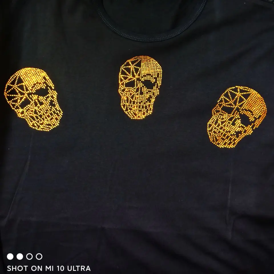 Pure Color Slim Sets Men's Hot Sale Tracksuit 2-Piece Short Sleeve M-5XL Design Skull Head Cotton T-Shirt Personality