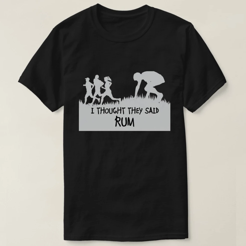 Мужская футболка с принтом хлопковая коротким рукавом надписью I thught They Said Rum