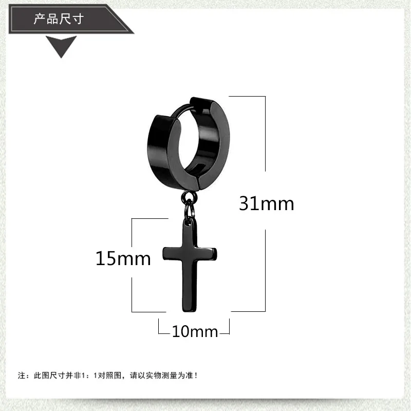 6 Pairs 12PCS wholesale Titanium Steel Cross Stud Earrings Set for Men Women Fashion Jewelry Black Gold Silver Color - Image 2