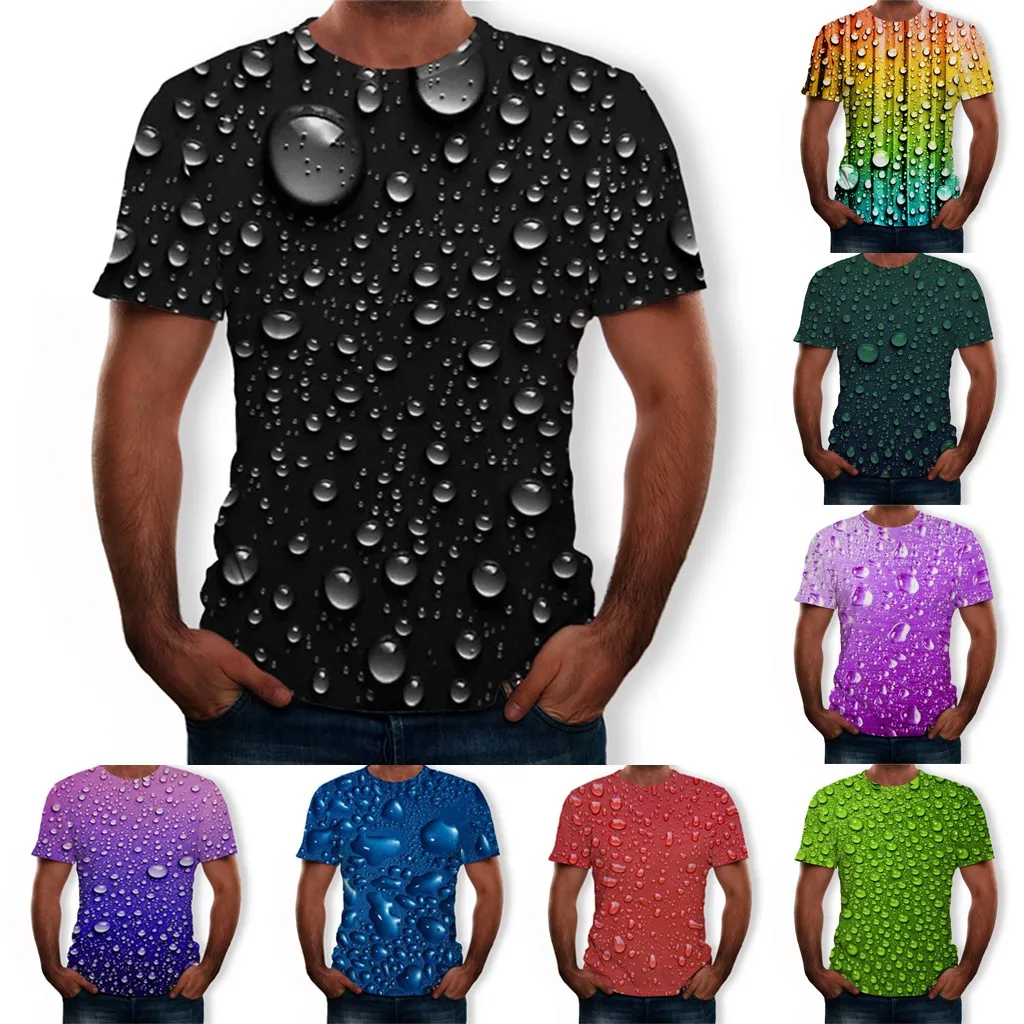 

Men's Summer New Style 3D Printed Short Sleeves Fashion Comfort Blouse Top