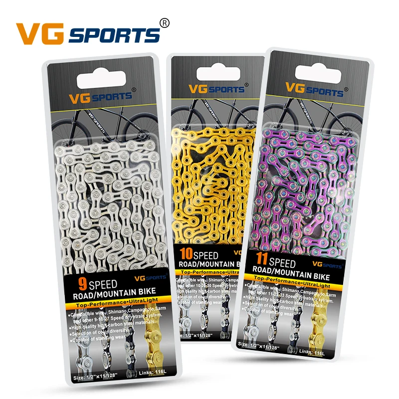 Details about   1pcs Durable 8/9/10/11Speed VG Sports Chain 116links MTB Bike Chain Silver/Gold