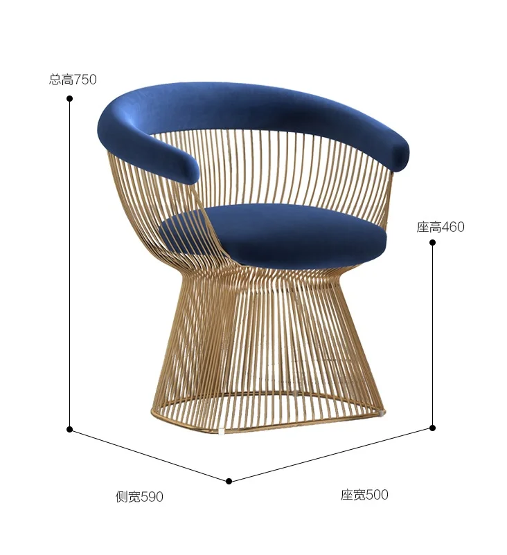 2 шт пакет французский дизайн стул из стальной проволоки с обивкой ткани/позолоченная отделка золотом