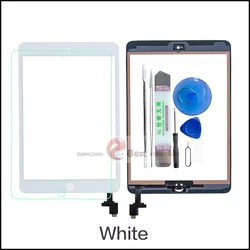 iPad Mini Touch Screen Digitizer with IC Chip, Key Button, and Tempered Glass Protection (White with kits)