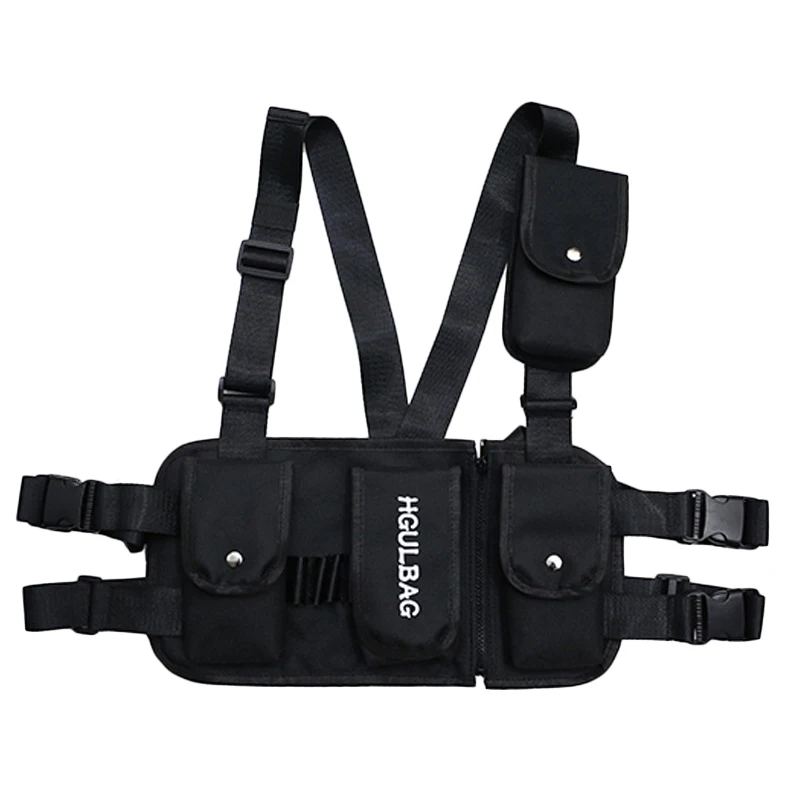 

Men Chest Rig Bag Women Waist Pack Hip Hop Shoulder Crossbody Man West Vest Chest Black Streetwear Bags