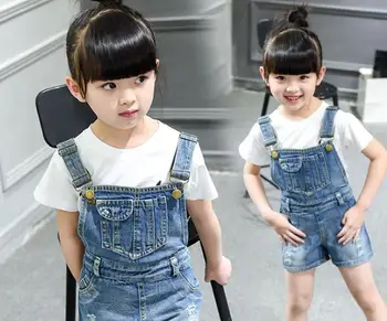 

Girls' wear, children's back belt pants, Cowboy SHORTS, Korean version, middle and big girls' summer hole breaking casual hot pa