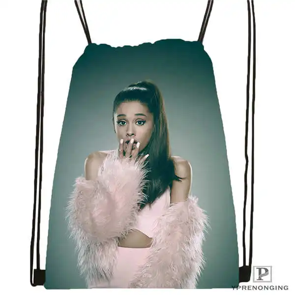 На заказ Ariana Grande(8) походная сумка на шнурке милый рюкзак для детей(черная спинка) 31x40 см# 180612-03-Ariana