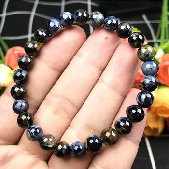 

7mm Top Natural Blue Pietersite Bracelet Woman Lady Men Crystal Love Gift Namibia Blue Round Beads Stone Bracelet Jewelry AAAAA