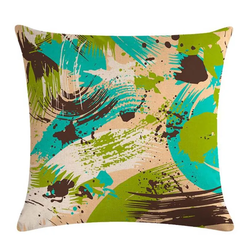 Pillow Cover Personalized Graffiti Painting Linen Cushion Decor Bedding 45x45cm Case Home Housse De Coussin | Дом и сад