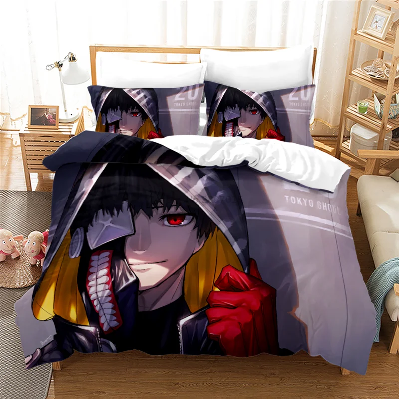 Home Textile Tokyo Ghoul Anime Manga Goth Bedding Set Printed Duvet Cover Set Pillowcase Twin Full Queen King Bedclothes 2/3pcs 4