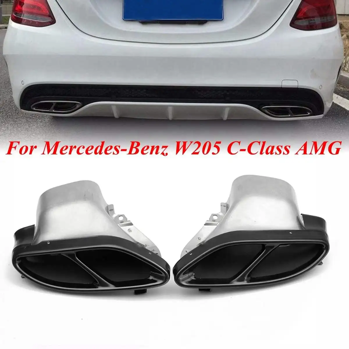 

Hot Sale Pair Rear Exhaust Muffler Pipe For Mercedes-Benz W205 C-class 2015 2016 2017 2018 2019 Black/Chrome