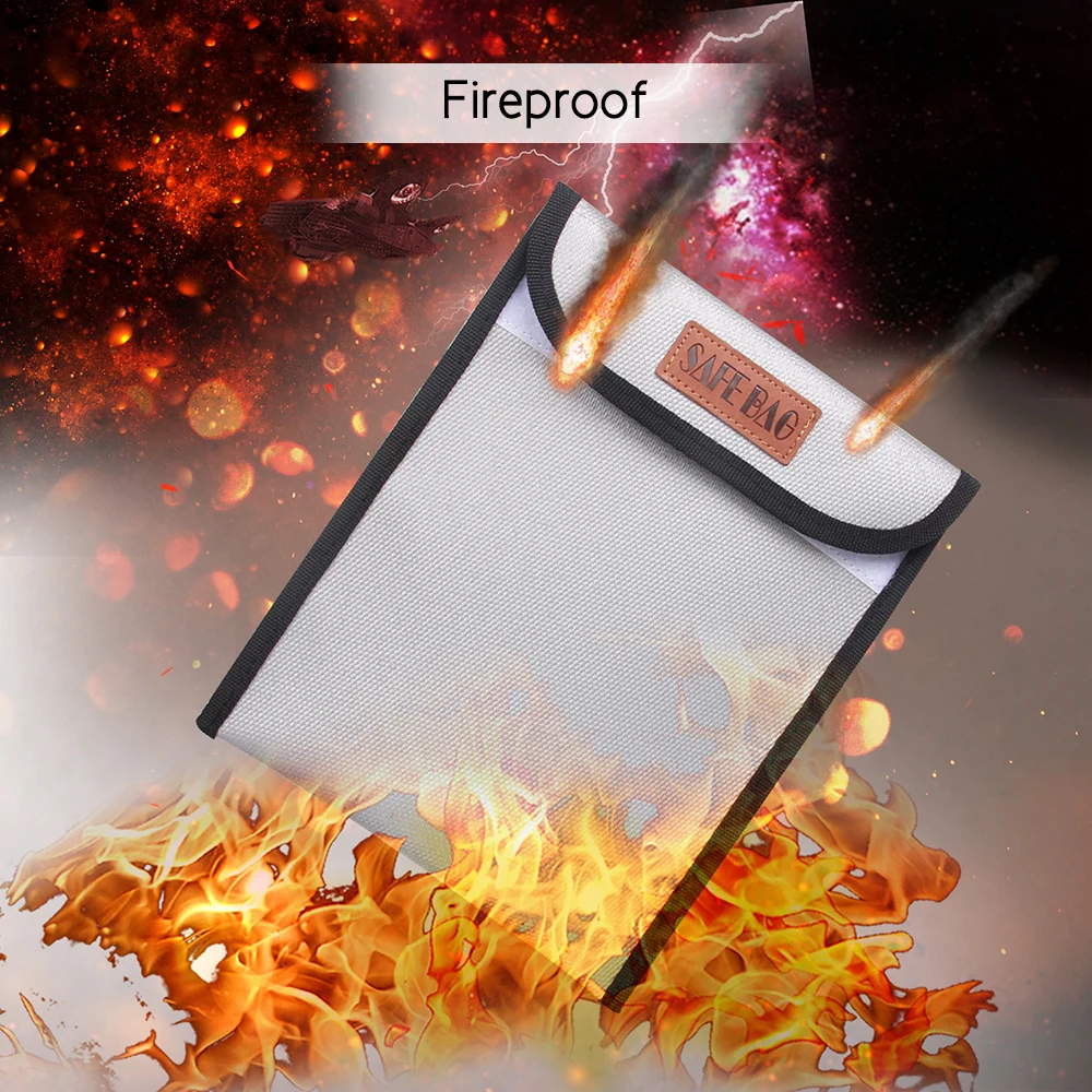 

15 * 11inch Fireproof Document Bag Holder Pouch Non-Itchy Silicone Coated Office Fire & Water Resistant File Folder Safe Storage