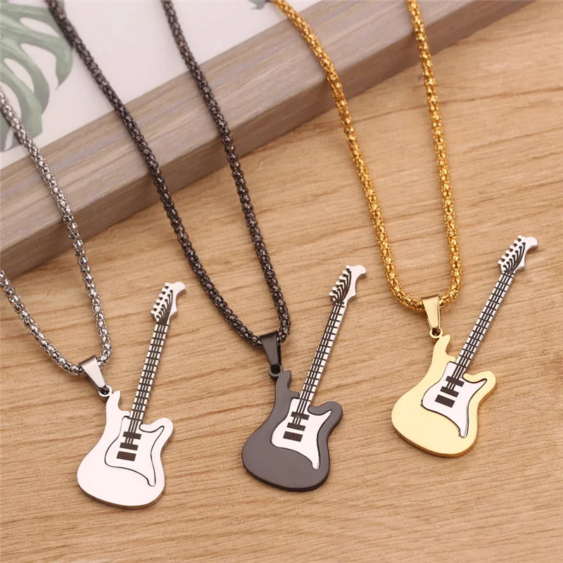 ELAINE ST Stainless Steel Rock Music Guitar Pendant