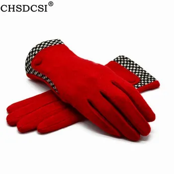 

CHSDCSI Winter Gloves Thin Wrist Gloves Warm Cashmere Mittens High Quality New Brand Fashion Women's Mittens Fur Female Gloves