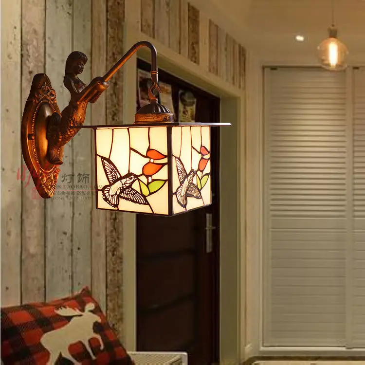 

European Lamp Classic Bar Corridor Entrance Garden Bathroom Mirror Front Wall Lamp Mermaid American Wall Lamp