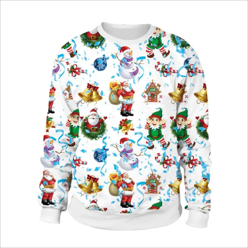 Забавные Рождественские свитера с 3D принтом, джемперы, топы для мужчин и женщин, круглый вырез, длинный рукав, осенне-зимняя одежда, пуловер, свитер - Color: SB102-009
